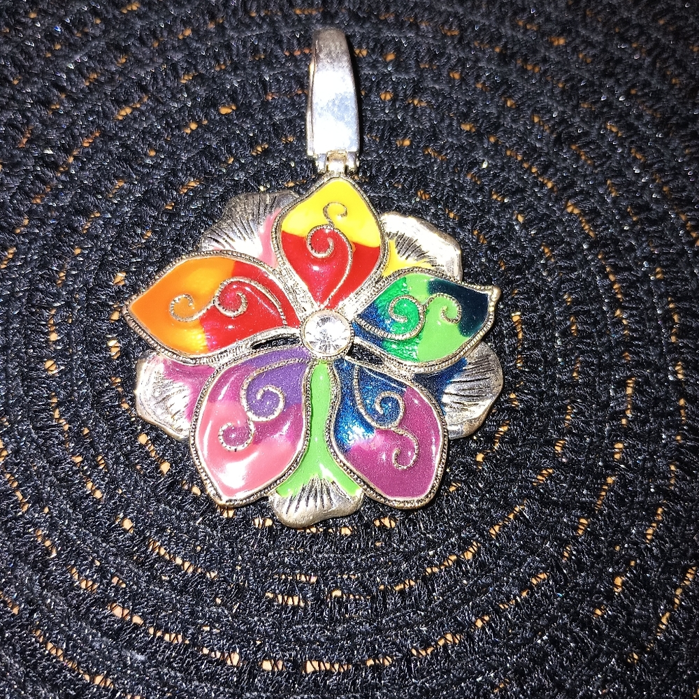 Vintage Large Colorful Flower Pendant
